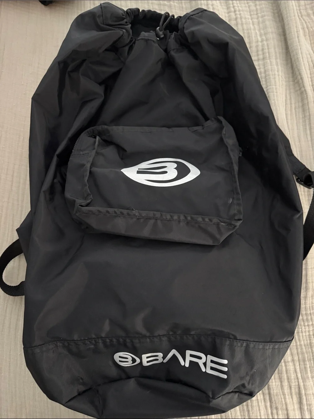 Bare Black Drawstring Scuba Dive Dry Gear Backpack